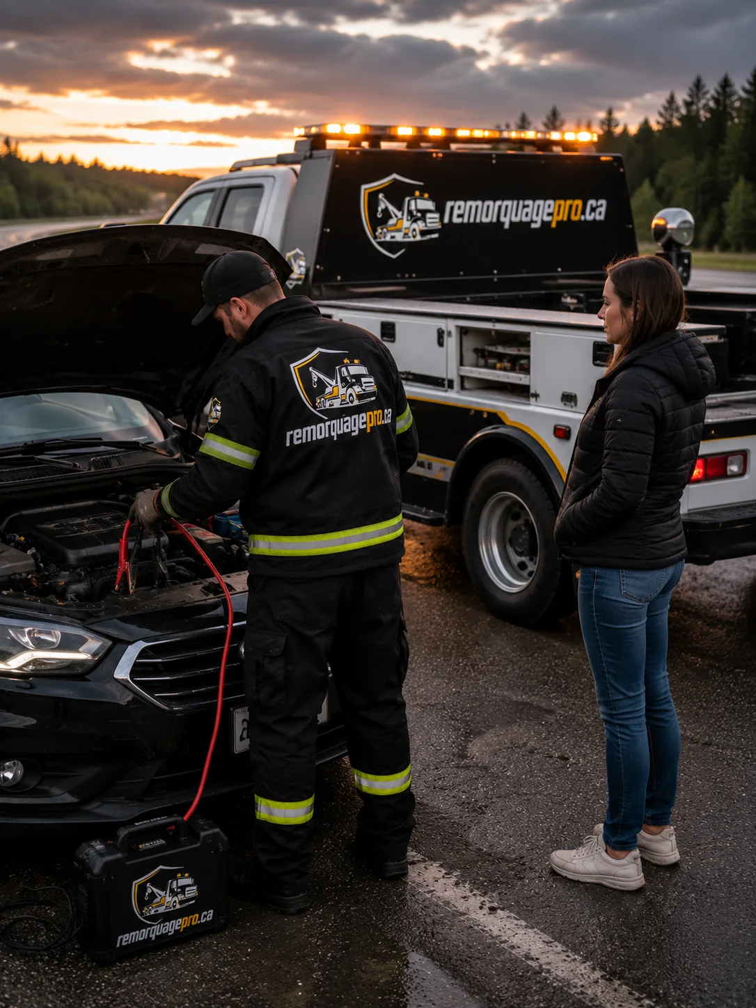 Survoltage d'un véhicule au bord de la route